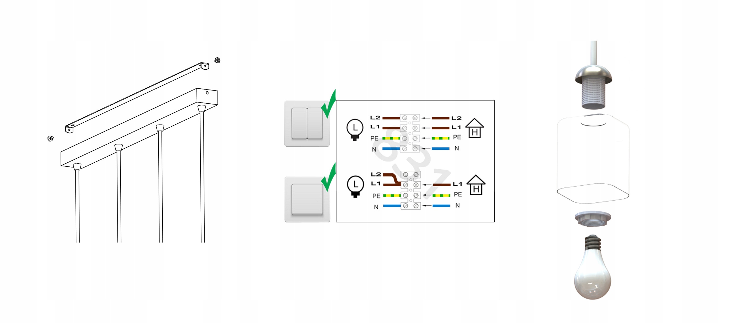 SZKLANA LAMPA WISZĄCA SUFITOWA ŻYRANDOL PLAFON LED Rodzaj gwintu E27