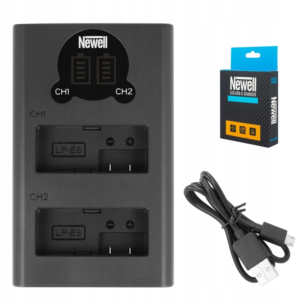 

Ładowarka Usb Dual LCD Newell Do Canon LP-E8 LPE8