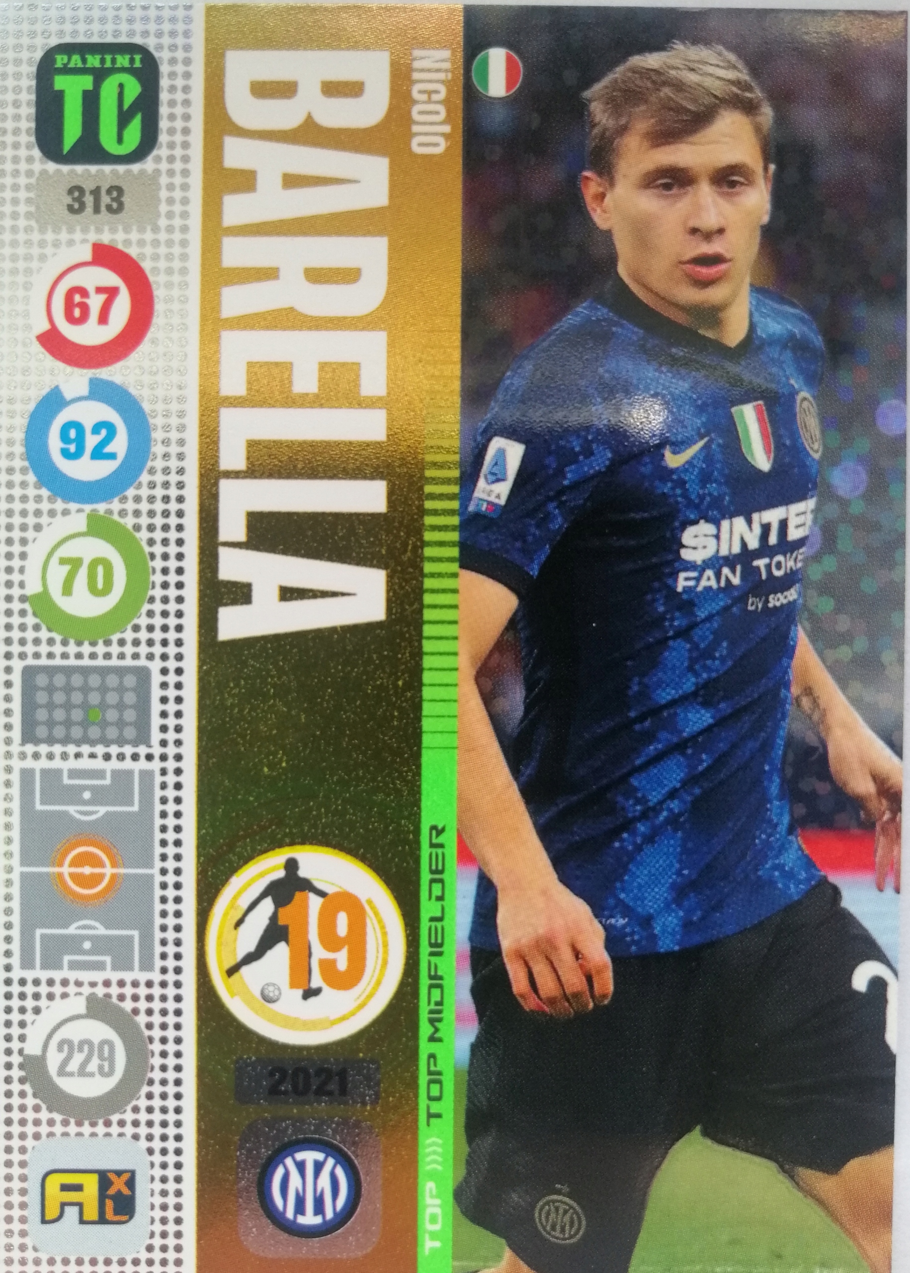Panini Top Class Top Midfielder 313 Nicolo Barella