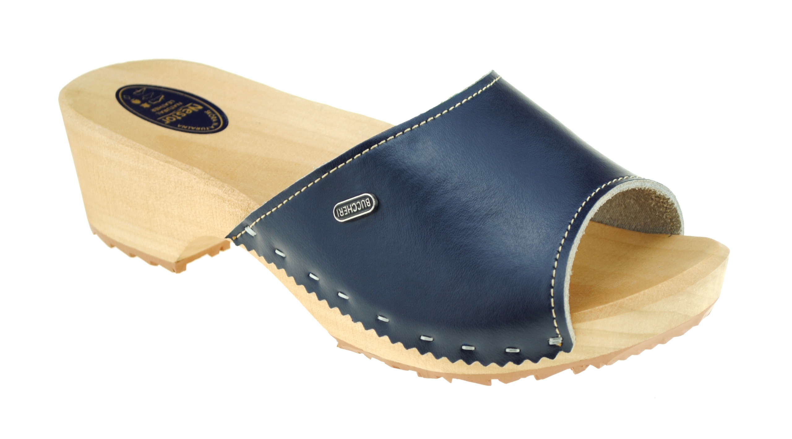 CHODAKI damskie DREWNIAKI KLAPKI Skóra Naturalna Nosek brak noska