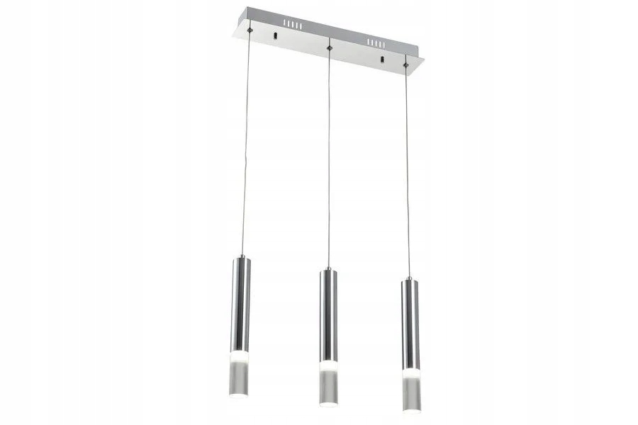 Industriální závěsná lampa, moderní chromovaná, 3 vertikální Led trubice Reality