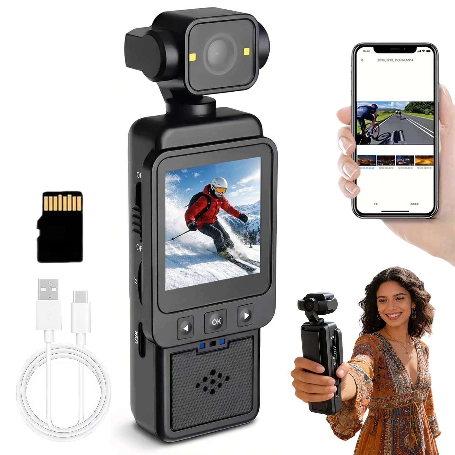 Sportovní Kamera 1080P Wifi Usb Otočný Objektiv 360° Fotoaparát 32G Tf Karta