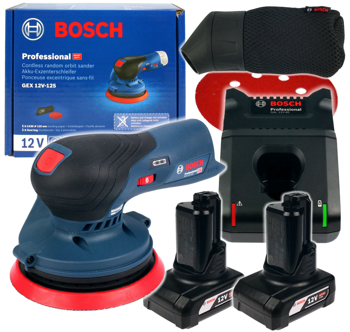 

Szlifierka Mimośrodowa Gex 12V-125 Bosch 2x4,0Ah