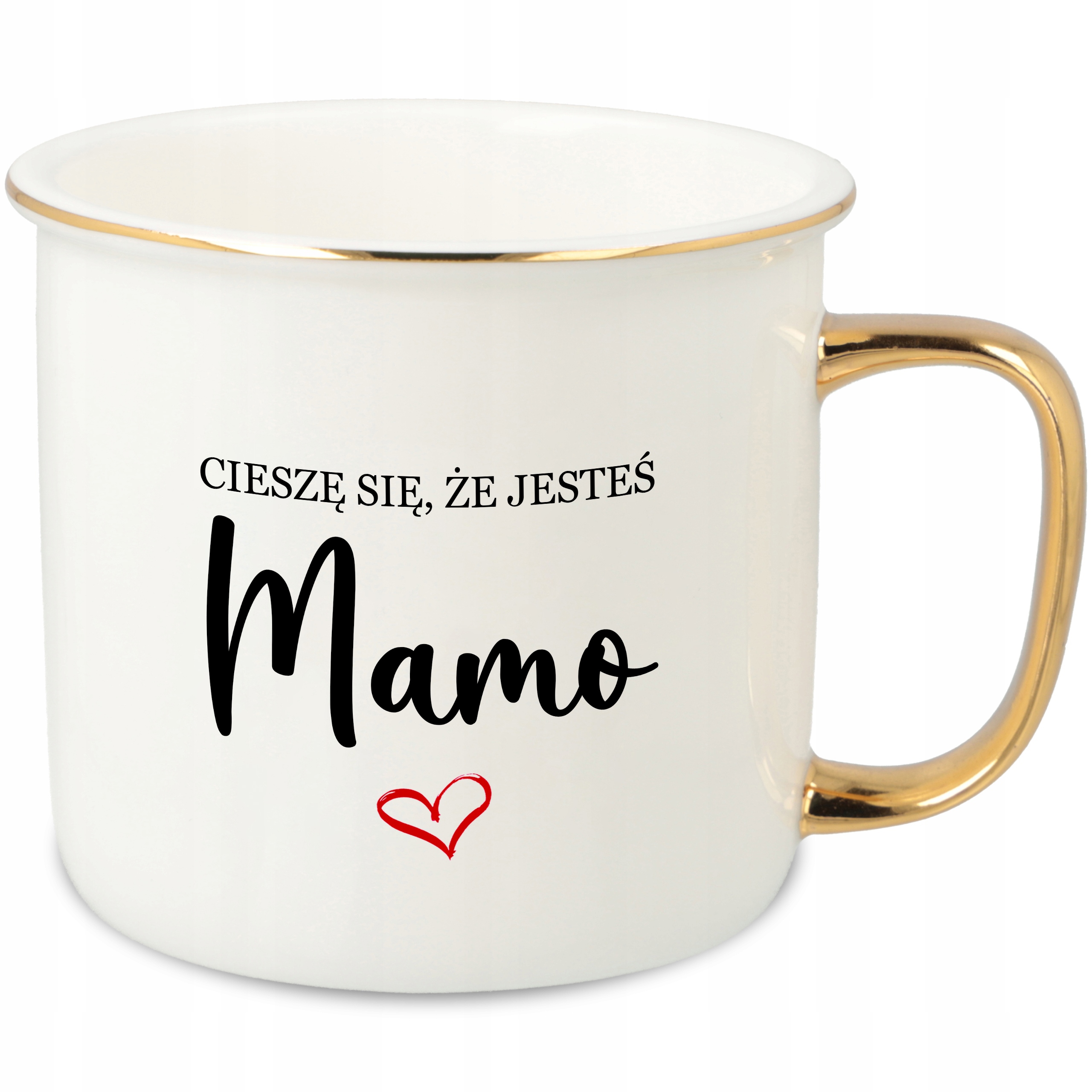 Hrnek Ucho Forma Zlatý Porcelán Retro Dárek Jsem Ráda, Že Jsi Mami Wz