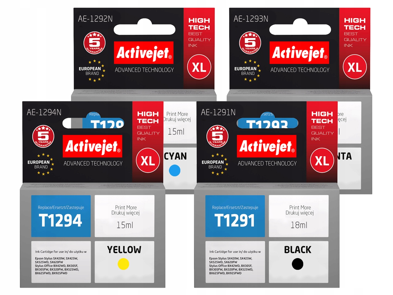 

Zestaw Do Epson T1291 T1292 T1293 T1294 Activejet