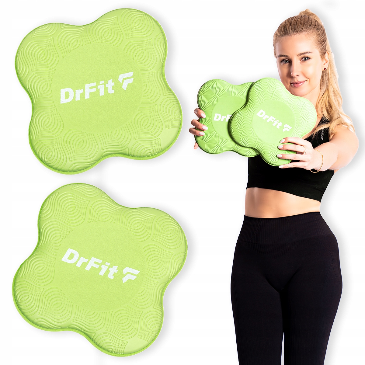 DrFit Podkładki do jogi amortyzujące pod kolana, ręce, biodra zielone