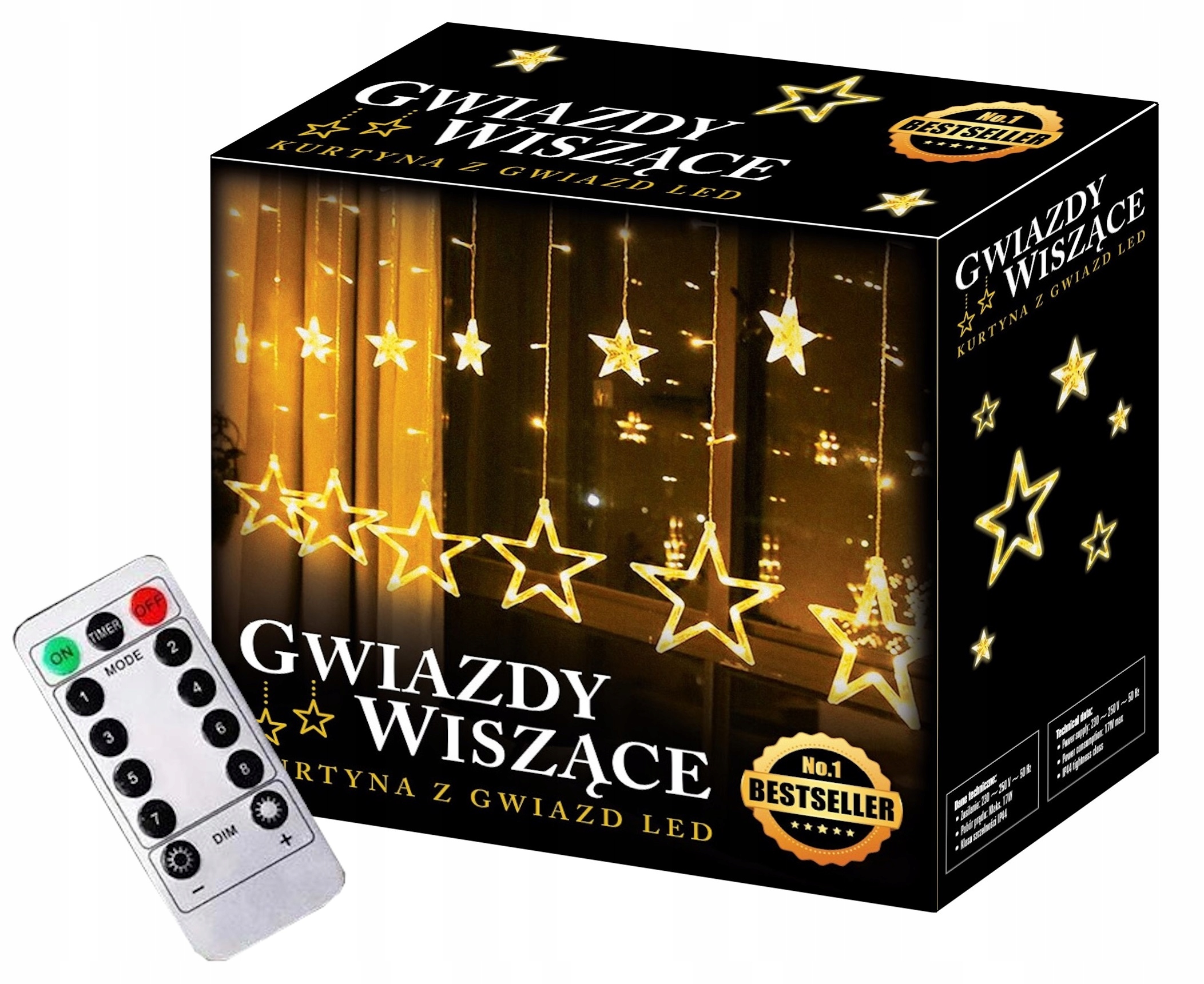 

Gwiazdy Wiszące Led z pamięcią i pilotem kurtyna