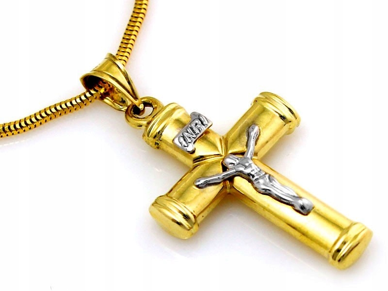 Pánský zlatý křížek 585 14k, váha 2.63g, ze žlutého a bílého zlata, lesklý
