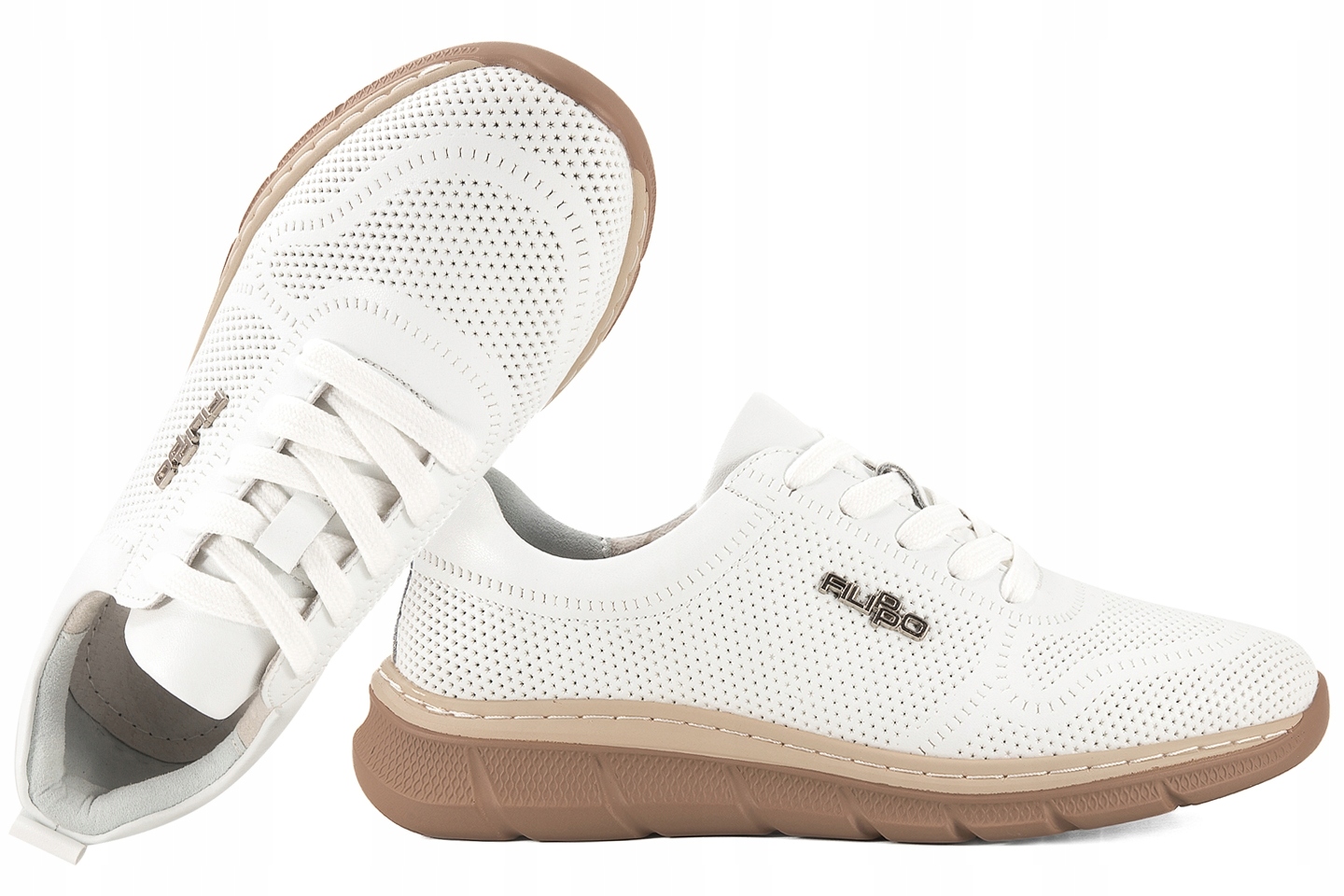 Filippo DP7573 Dámské Kožené Polobotky Tenisky Ažurové bílé 41