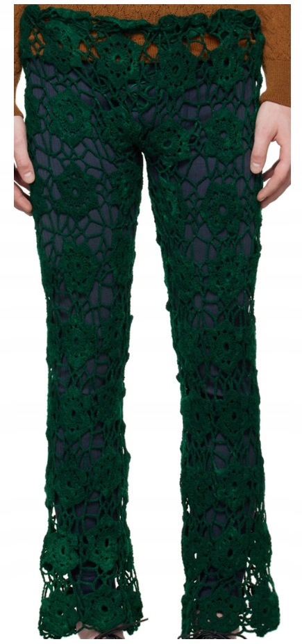 Bloke Green Crochet Pants Kalhoty vel. 46