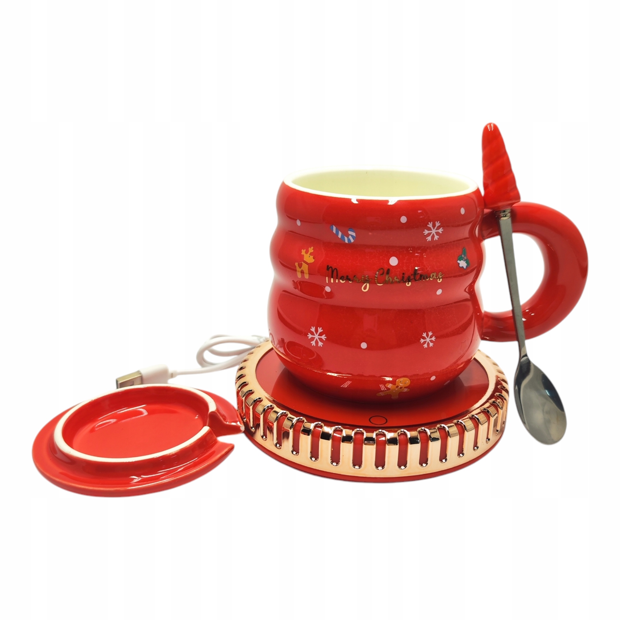 Set Hrnek S Ohřívačem Lžíce Usb kabel Dárek Vánoční Hrnek