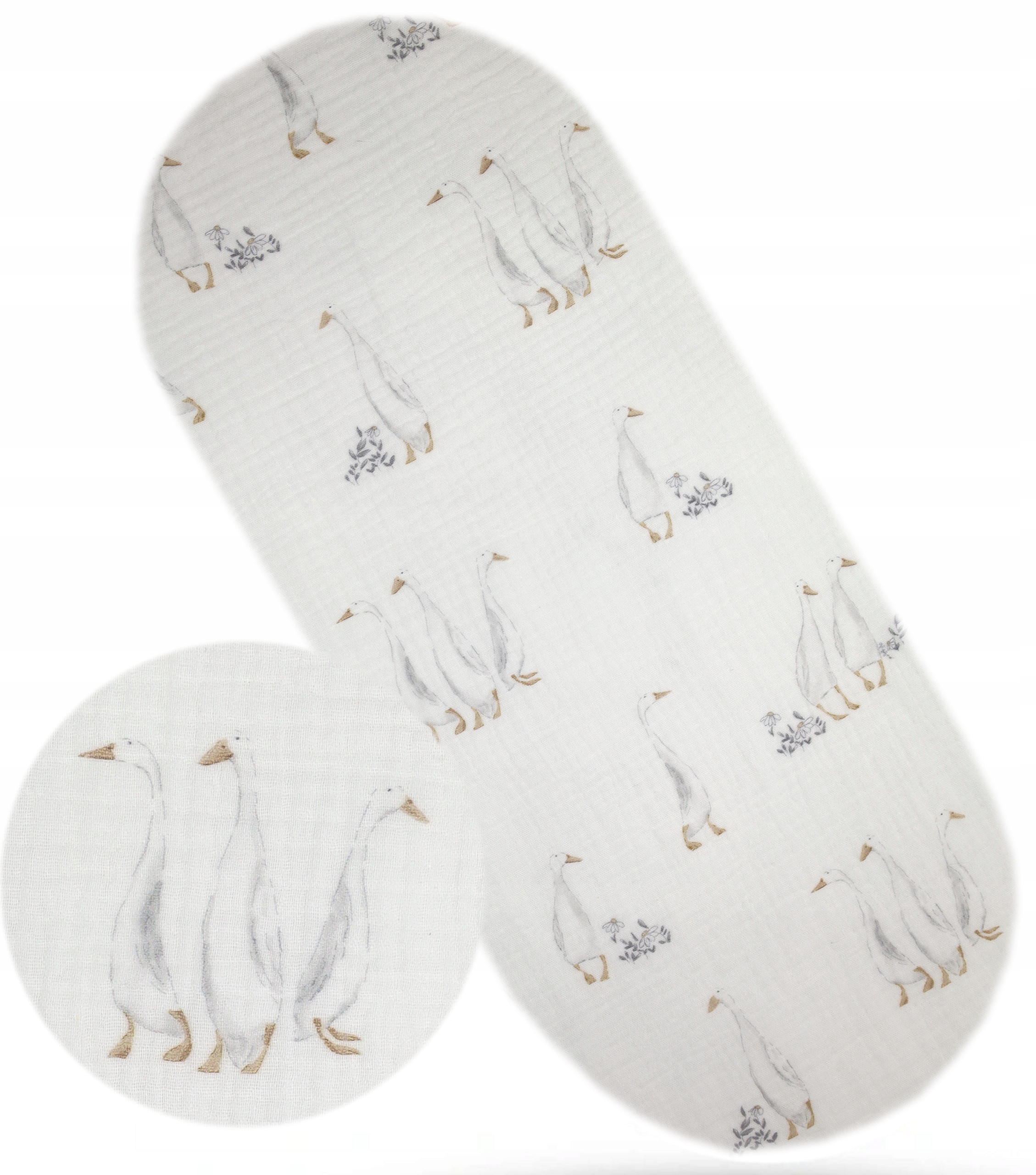 PRZEŚCIERADŁO MUŚLINOWE DO WÓZKA GONDOLI KOSZA MOJŻESZA - GĄSKI