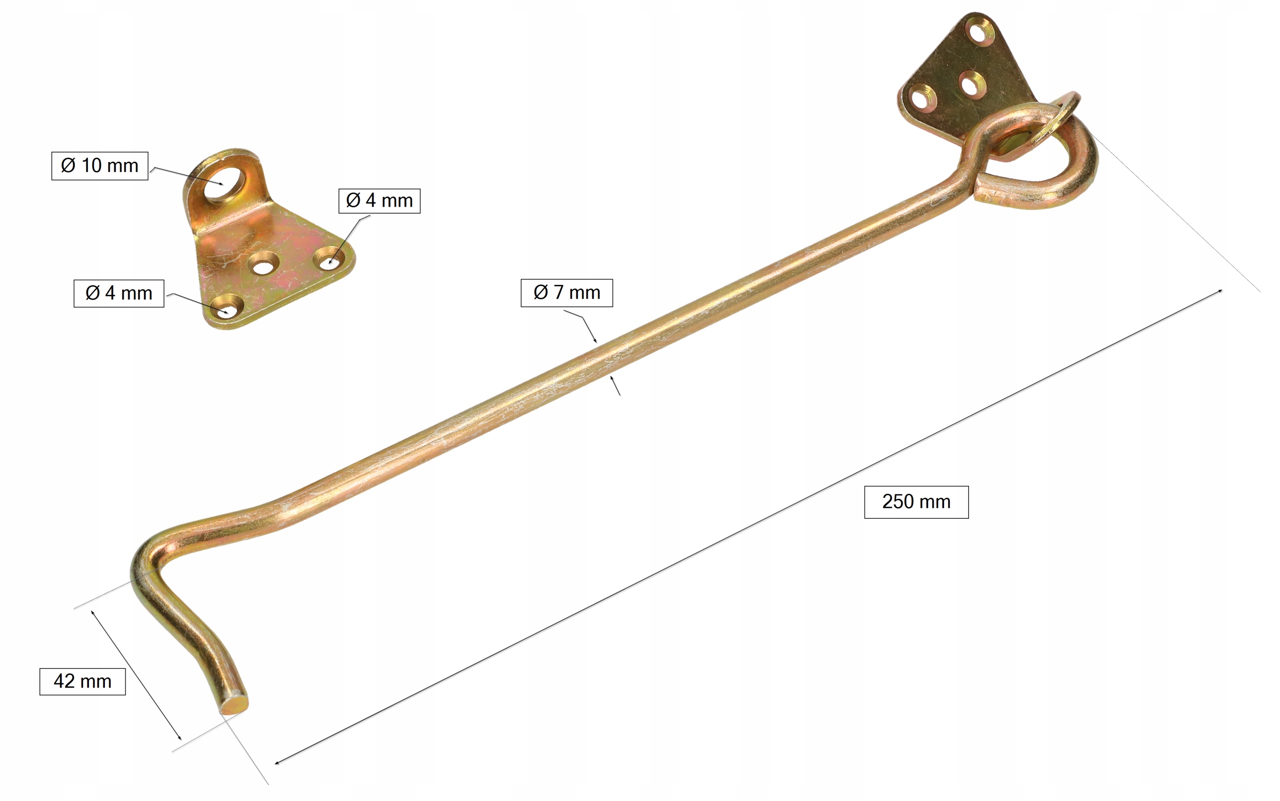 HAK HACZYK DRZWIOWY PRZYKRĘCANY GIĘTY 250x7MM Marka inna