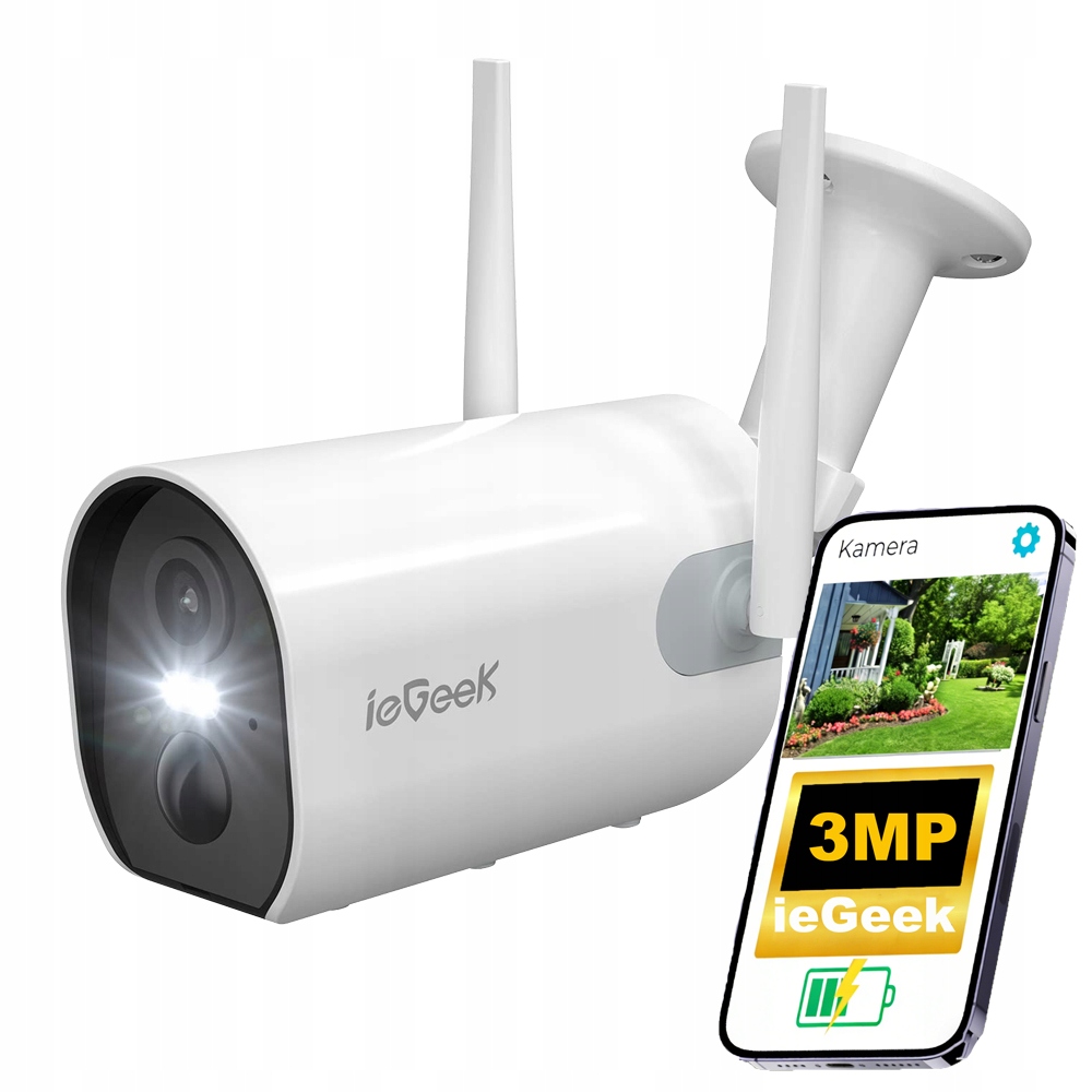 Bezdrátová 3Mpx kamera na baterie Ip Wifi 2K s barevným nočním viděním