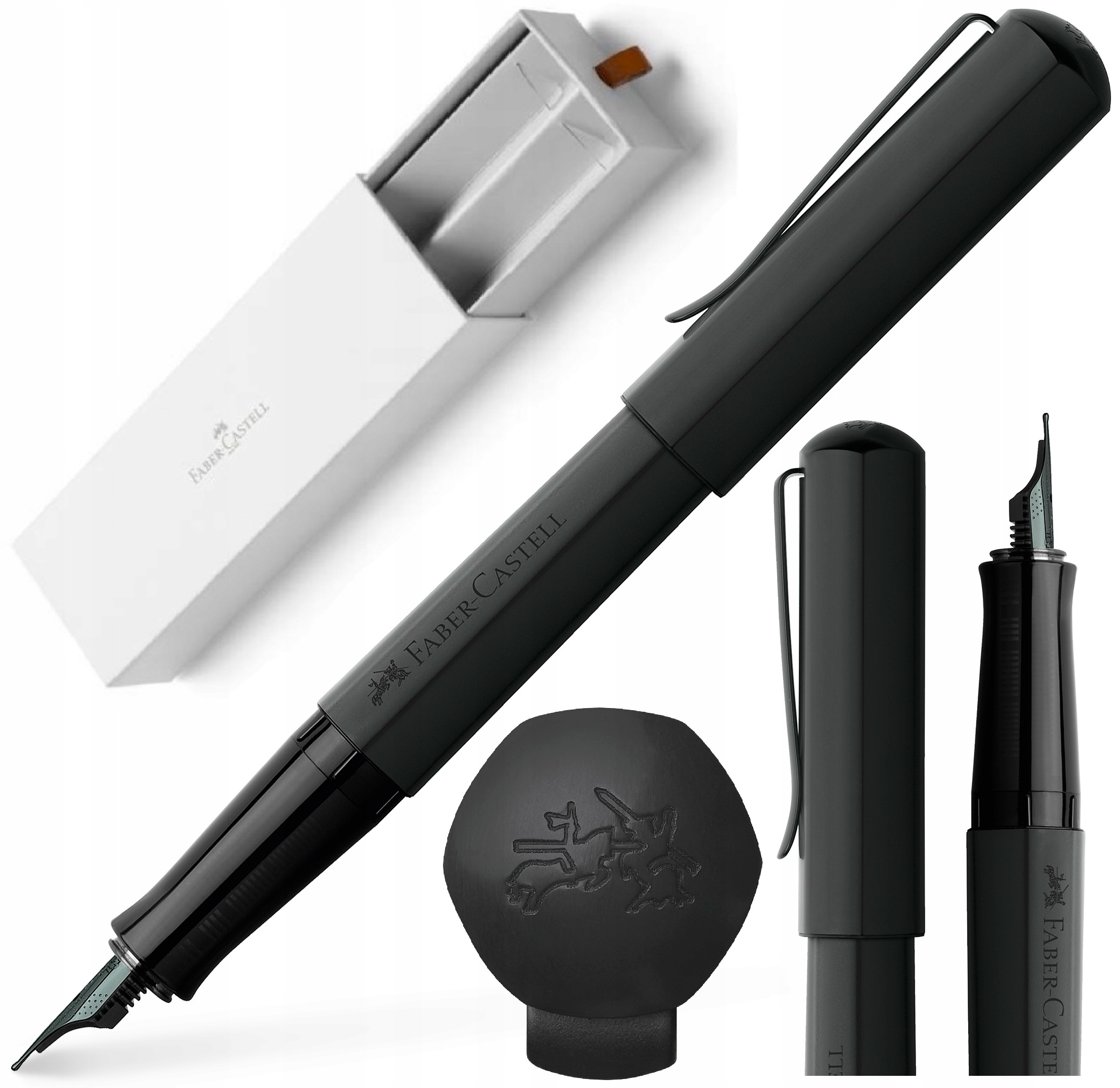 Faber-castell Pióro wieczne w Etui Hexo Czarne Matowe stalówka M