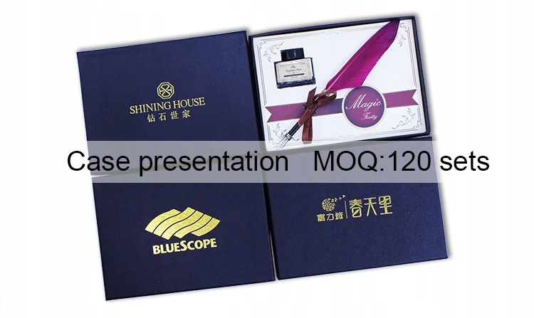 Mini Antique Europe Style Feather Pen Set Quill Calligraphy Writing Pen Kolor Odcienie brązu i beżu