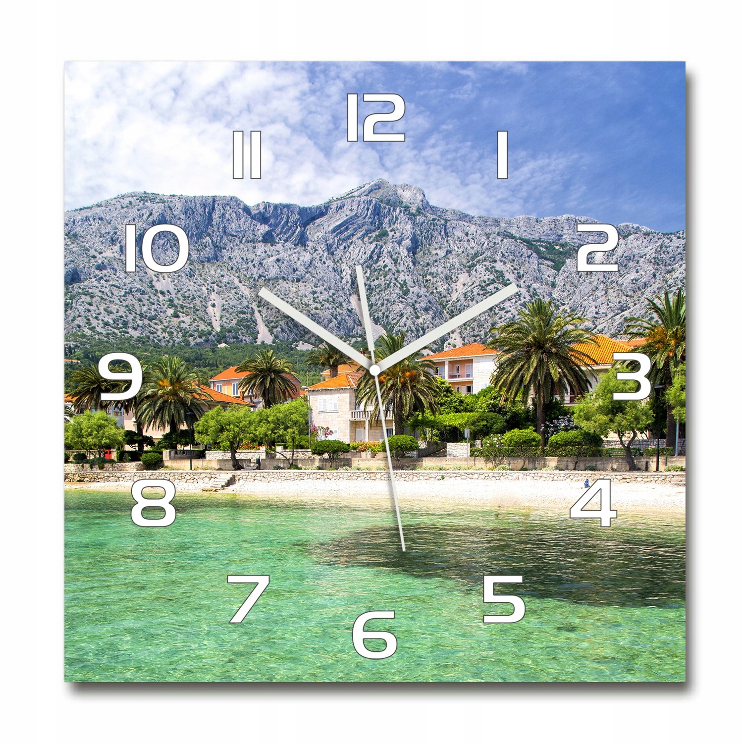 

Nowoczesny szklany zegar Plaża w Chorwacji 60x60cm