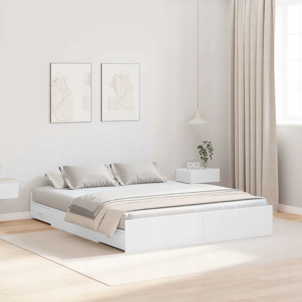 vidaXL Rám postele s úložným prostorem s čelo Bílá 160 x 200 cm
