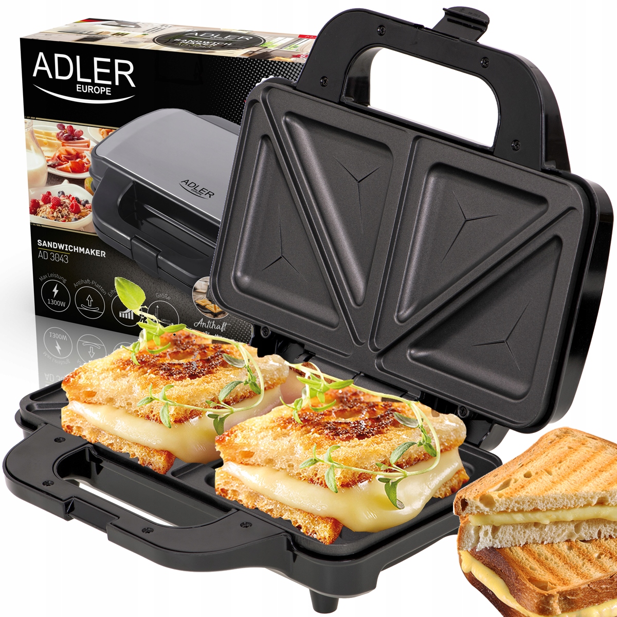 

Toster Opiekacz Do Kanapek Tostów Sandwich 1300W