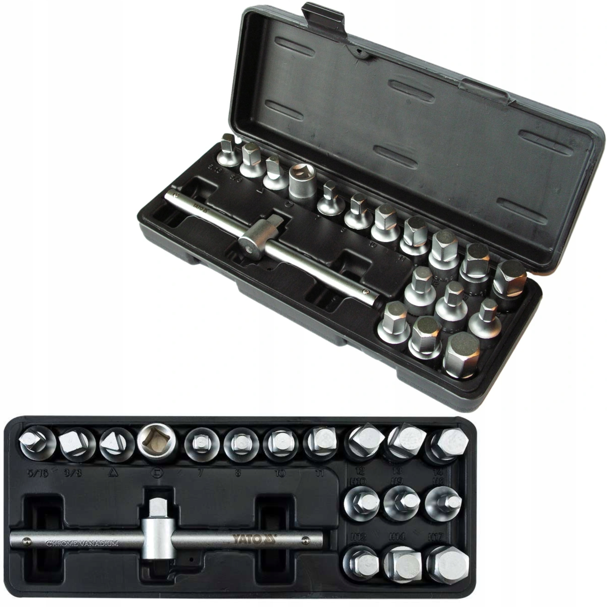 YATO ZESTAW KLUCZY NASADOWYCH NASADEK 3/8 DO KORKÓW OLEJOWYCH 18SZT YT-0599