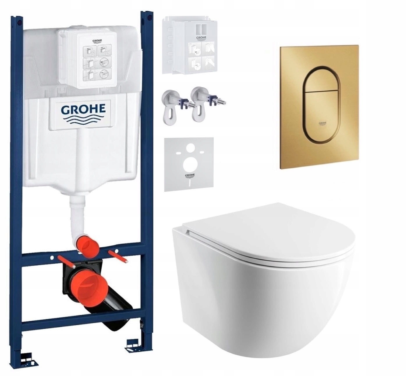 Grohe Rapid Sl s Wc mísou Omnires Spmwbp a zlatým kartáčovaným tlačítkem