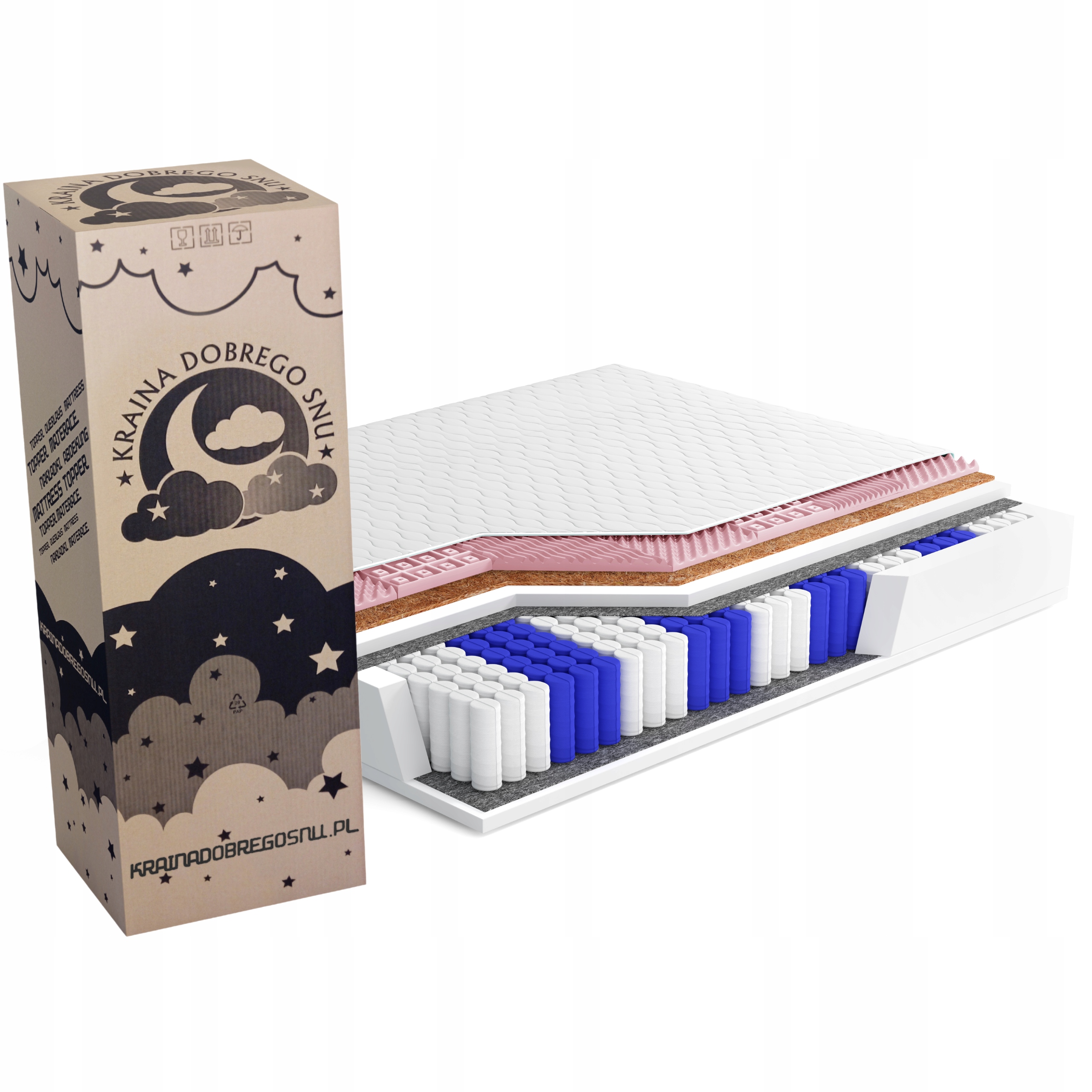 Materac 160x200 Pocket Kieszeniowy Visco Kokos Kds Bubero Massage 21 CM