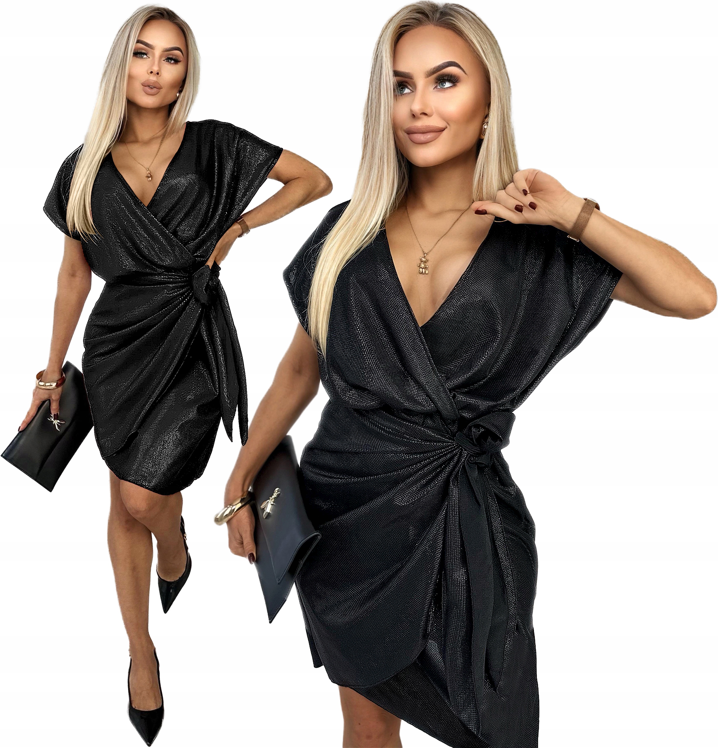 Elegantní večerní Šaty Dámská obálková lesklá L Kornelia