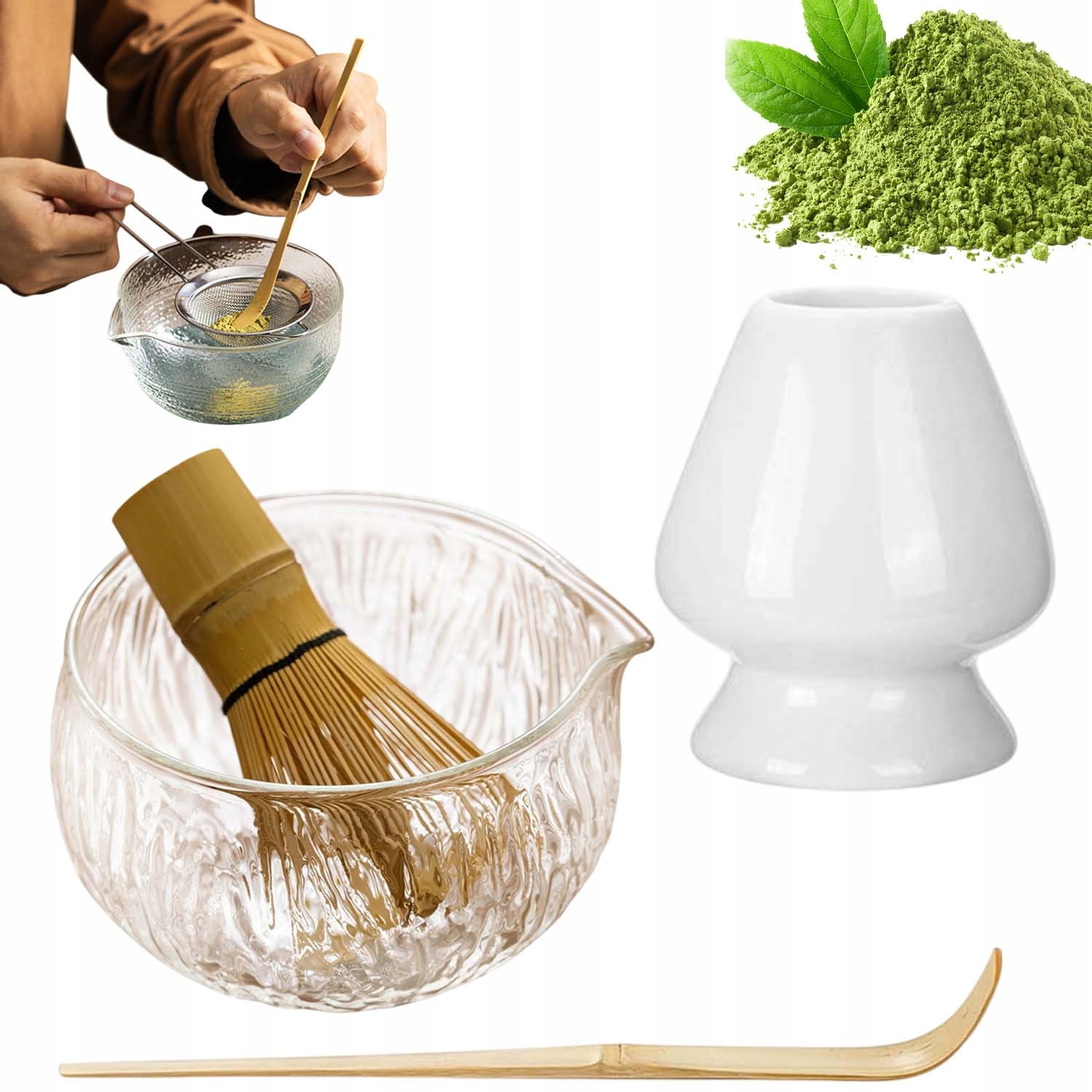 Levně startovací sada na čaj matcha 4ks s krásnou černou metlou a lžící