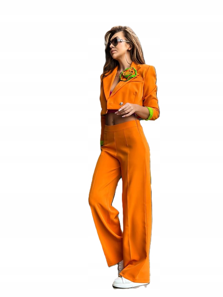 0013 Elegantní komplet Premium – krátká sako široké kalhoty Orange