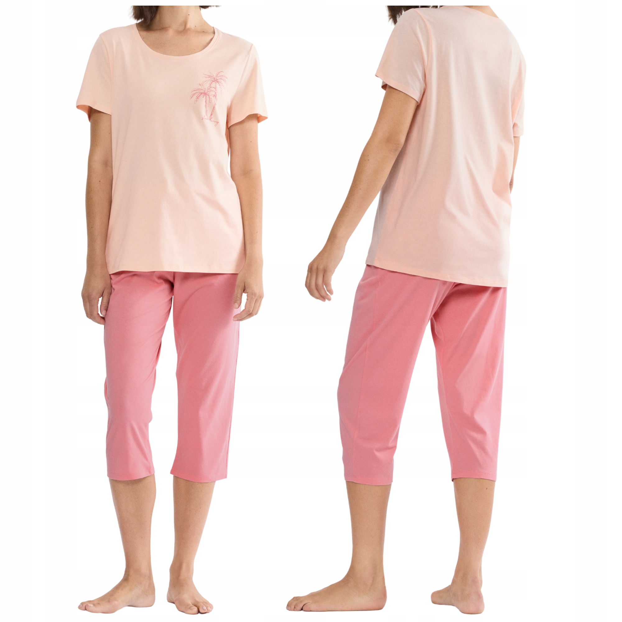 Pyžamo pohodlné 3/4 kalhoty volné tričko Triumph Sets Pk Capri X 03 růžová 44