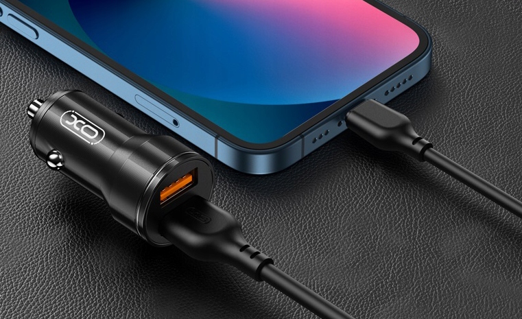 ŁADOWARKA SAMOCHODOWA XO CC48 2xUSB 2,4A CZARNA + KABEL USB-C 100CM SZYBKA Prąd wyjściowy 2.4 mA