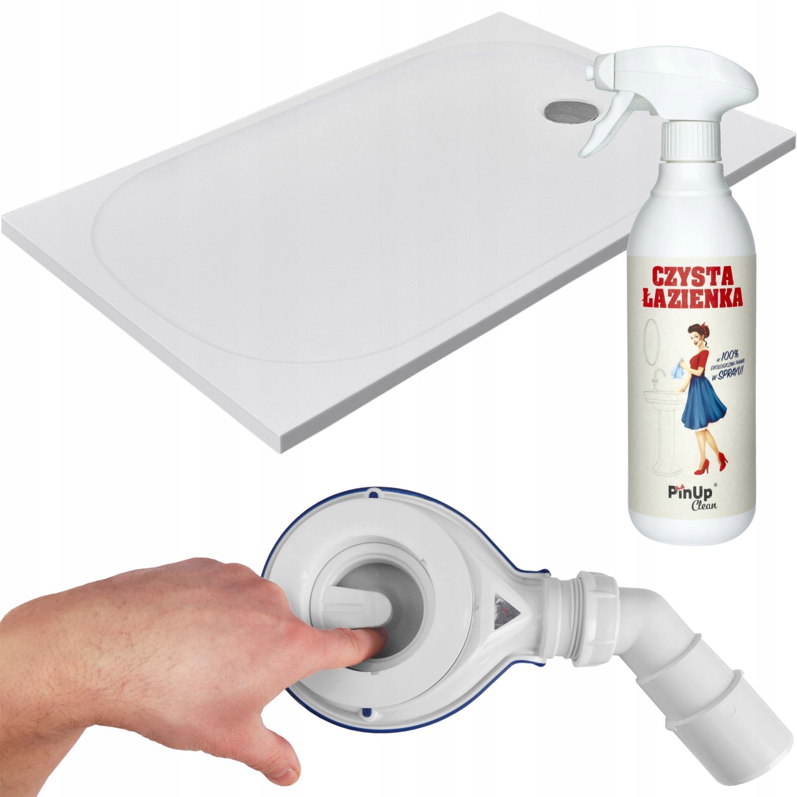 Brodzik 120x80 prostokątny marmurowy konglomerat prysznicowy syfon Premium