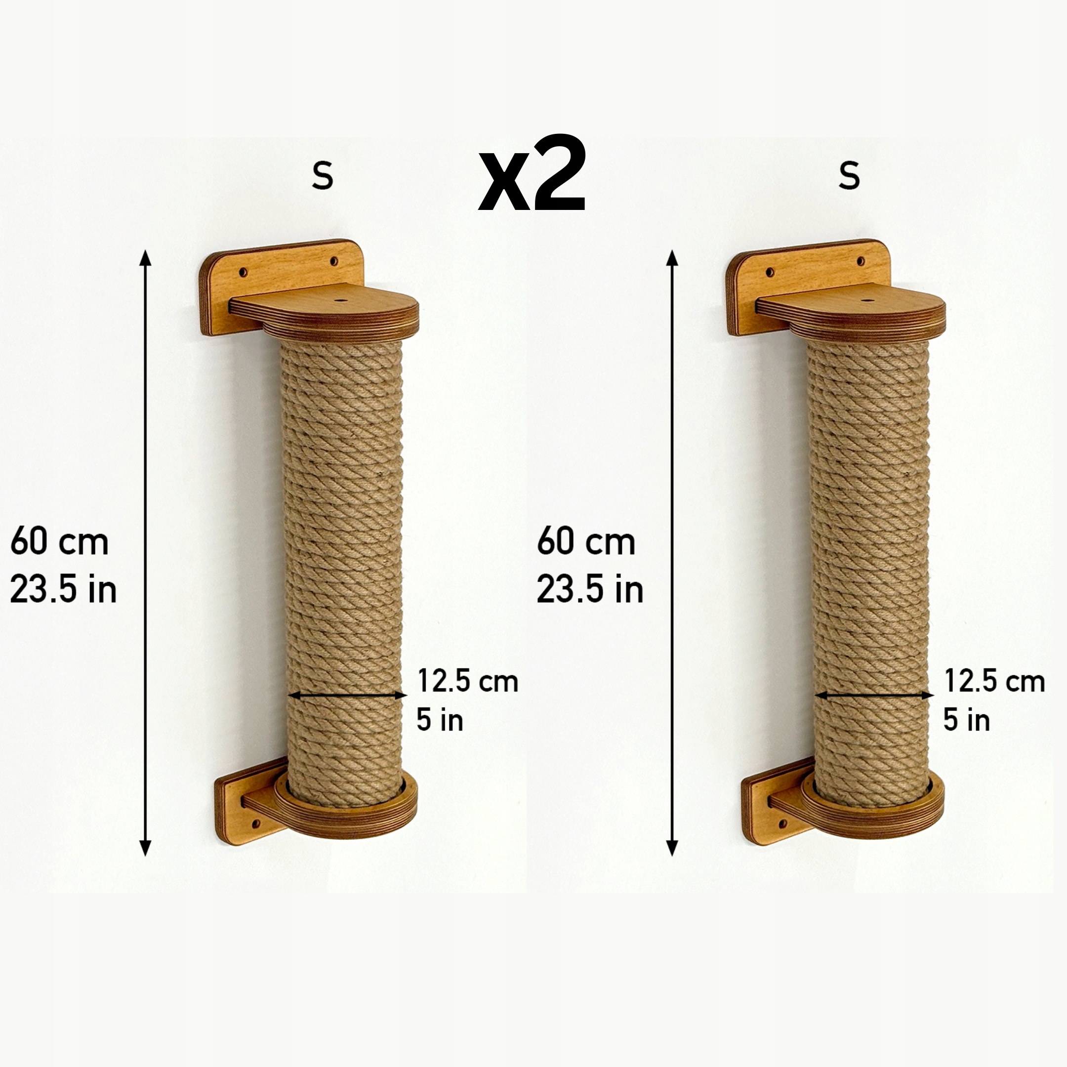 Levně 2 x škrabací sloupek pro kočky, nástěnné škrabadla 2 x 60 cm šrouby