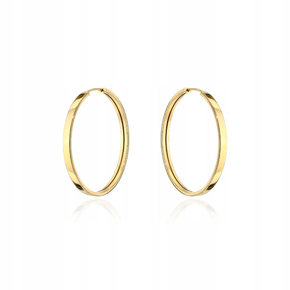 Náušnice zlaté kruhy 585 Široká kolečka 23 mm pro Kreol bez zirkonu 1,31 g