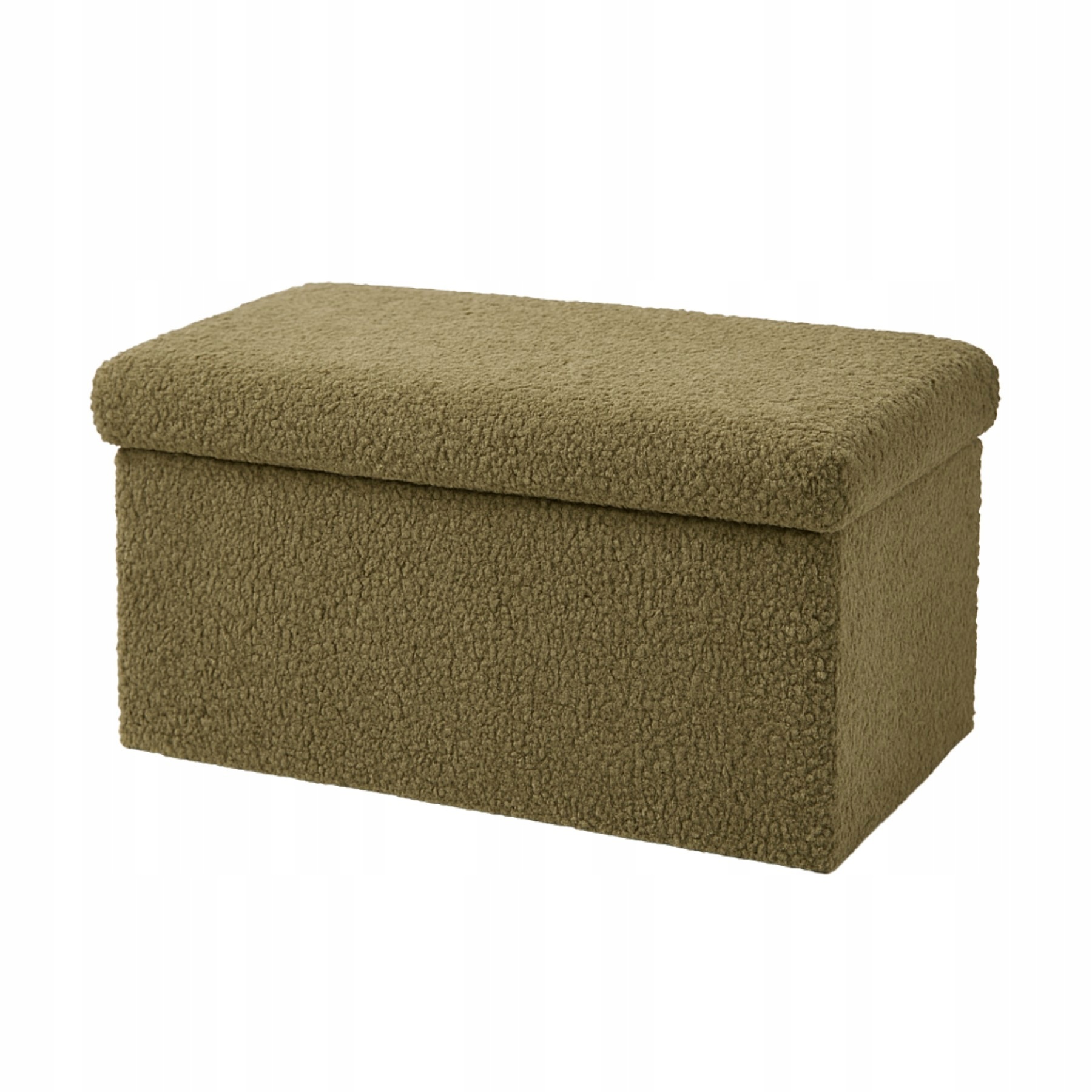 Skládací Lavička Z Tkaniny Bouclé Zelená S Úložným Prostorem 76 X 38 CM