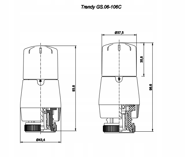Głowica termostat. VARIOTERM TRENDY GS.06 do zaworu danfoss RTD i RTD-N 456 EAN (GTIN) 5901549219555