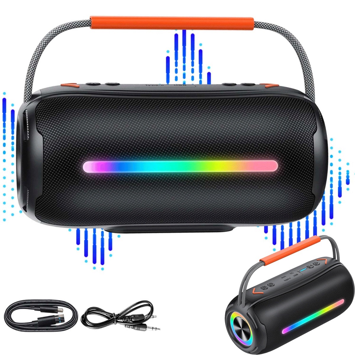 20W Bluetooth 5.4 reproduktor s rytmickým Rgb podsvícením, černý