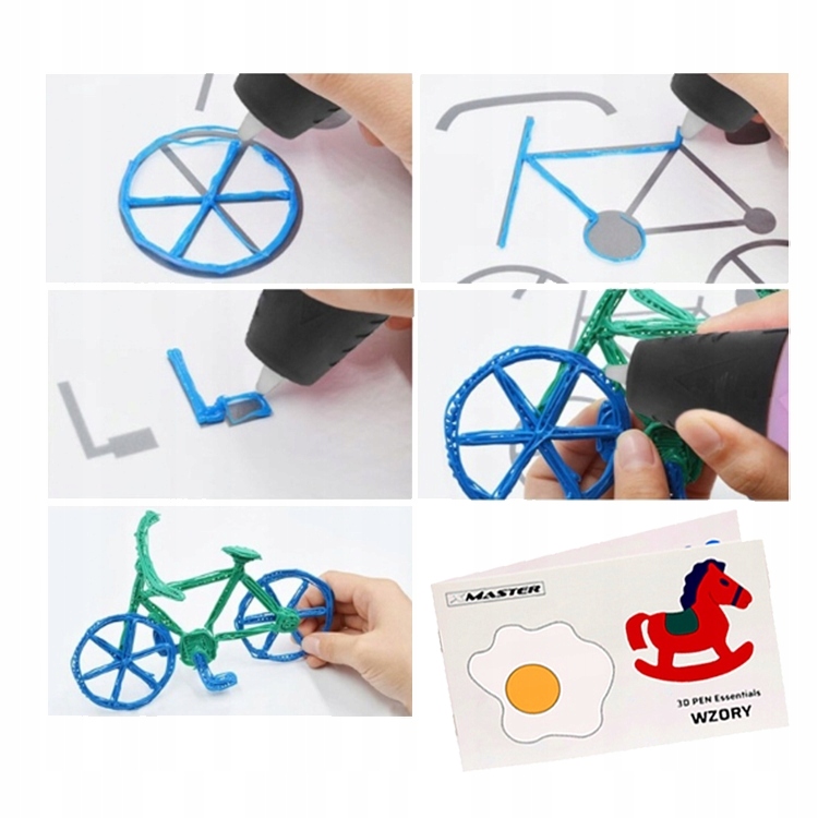 DŁUGOPIS DRUKARKA 3D SZABLONY ZESTAW XXL DLA DZIECI + FILAMENT WKŁADY 500M Model 3D PEN 2024