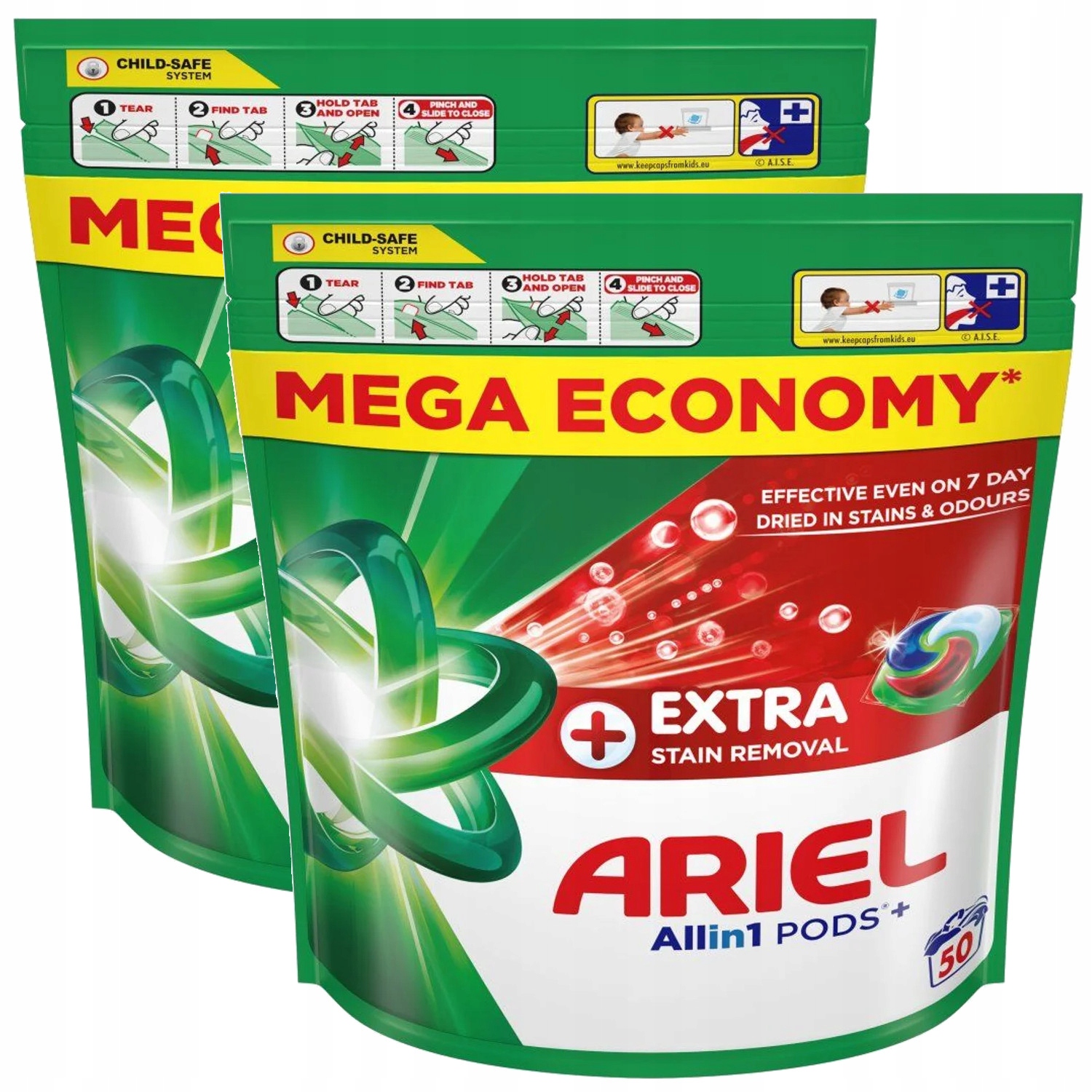 Levně 2x Kapsle na praní Ariel Pods Plus Extra Clean 50 ks