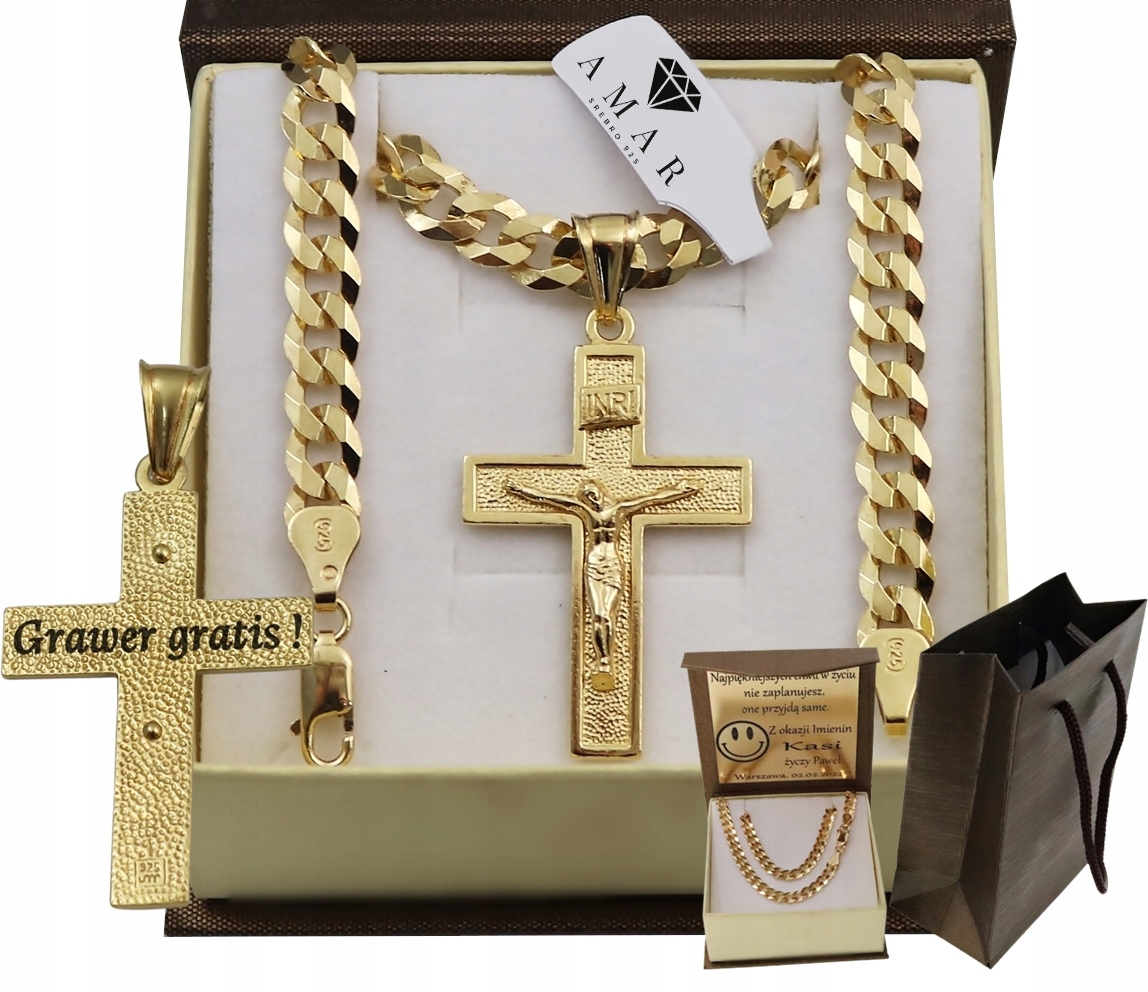 Zlatý Plný Řetízek Pánský Pancr S Křížkem Ryzost 925 585 Gravírování Bonus