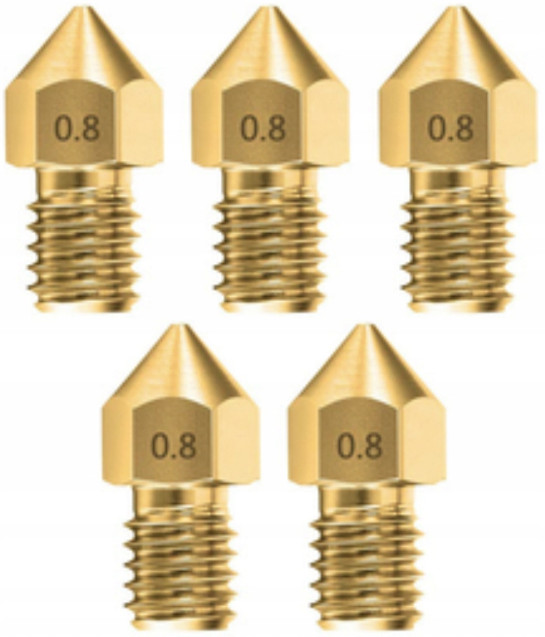 

Zestaw 5 x Dysza MK8 0.8 mosiężna Ender 3 Pro 1.75