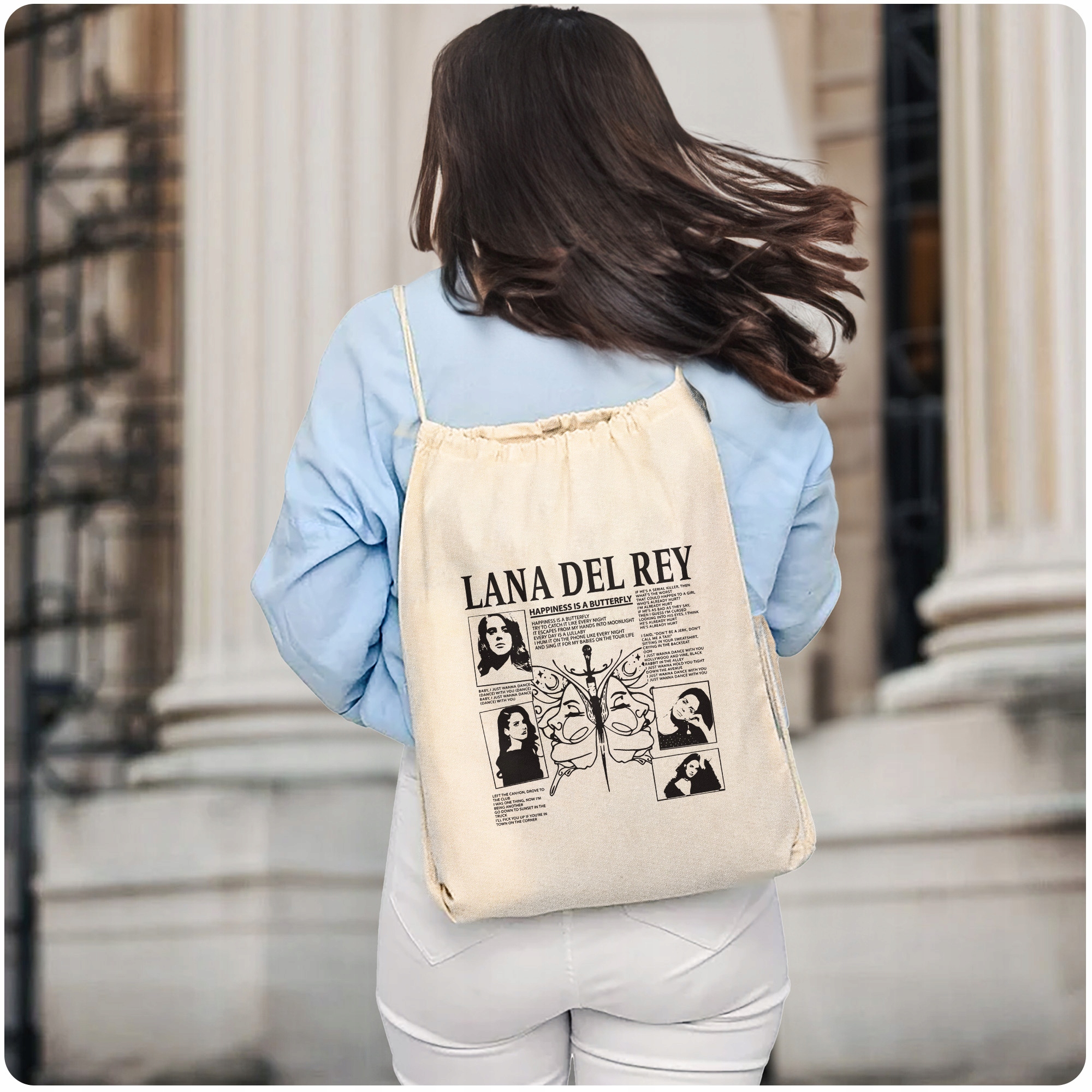 Plecak bawełniany 34x40 Lana Del Rey Rodzaj worek