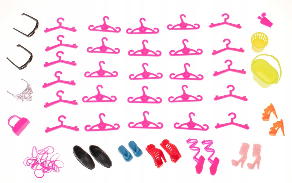 ZESTAW UBRANKA DLA LALEK I DODATKI AKCESORIA 85 EL Kolor dominujący wielokolorowy