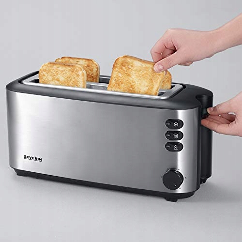 SEVERIN Toster Długi Na 4 Kromki Z Podgrzewaczem 1400W Czarny Stal — miniatura 6