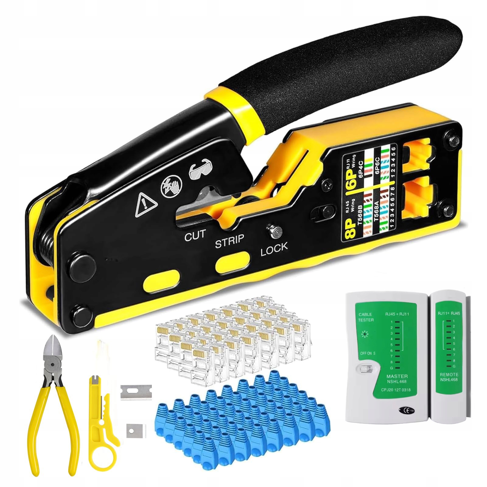 Zestaw narzędzi sieciowych RJ45 Lan tester kabli zaciskarka etui