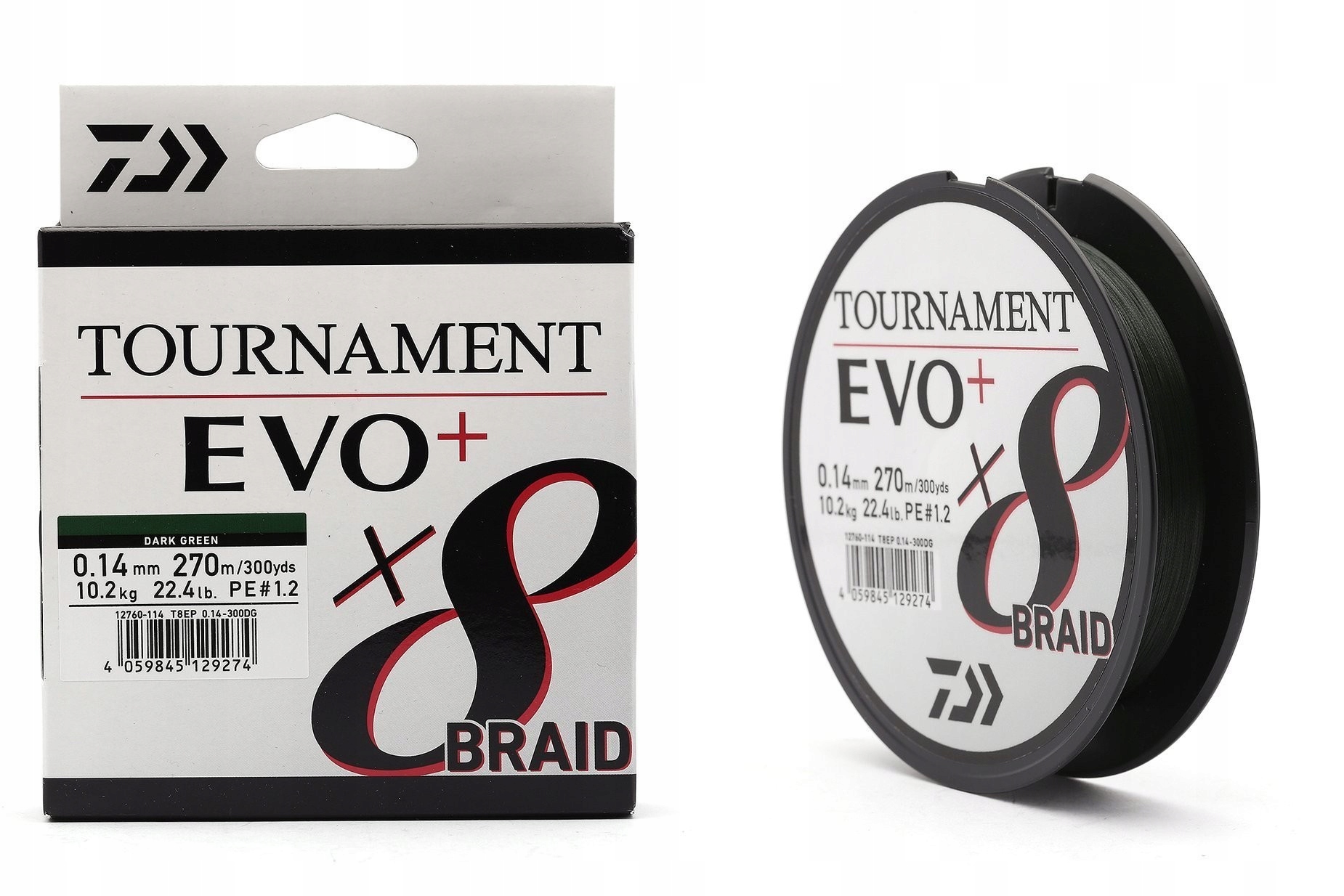 Daiwa Šňůra x8 Braid. Evo tmavě zelená 0,12 mm