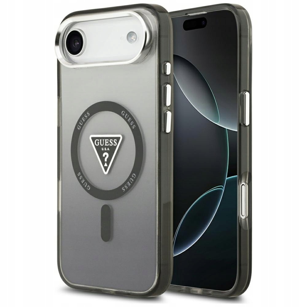 Etui Guess IML Gradient Triangle Logo MagSafe do iPhone Air czarny
