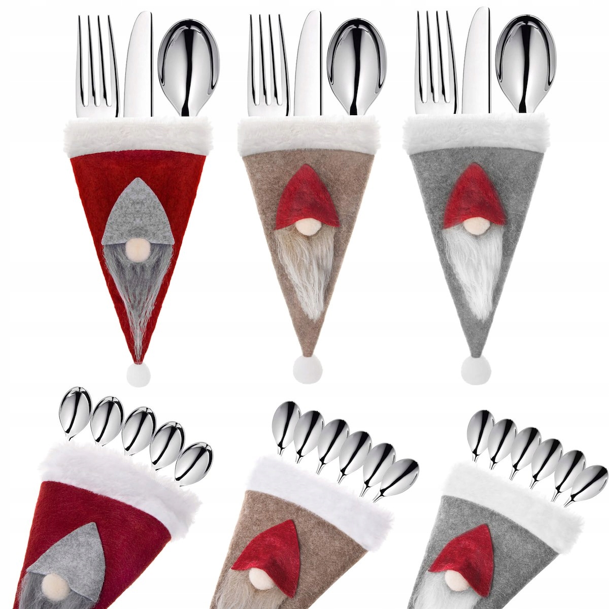 ŚWIĄTECZNE ETUI NA SZTUĆCE GNOM POKROWCE 6SZT