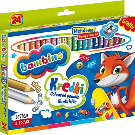 KREDKI W OPRAWIE DREWNIANEJ BAMBINO 24 - KOLORY