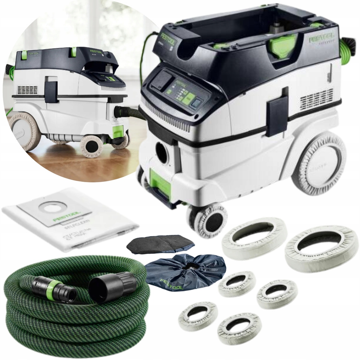 Festool 578159 1200W 24000Pa Odkurzacz Przemysłowy Mobilny Ctm 26 Ei-flr